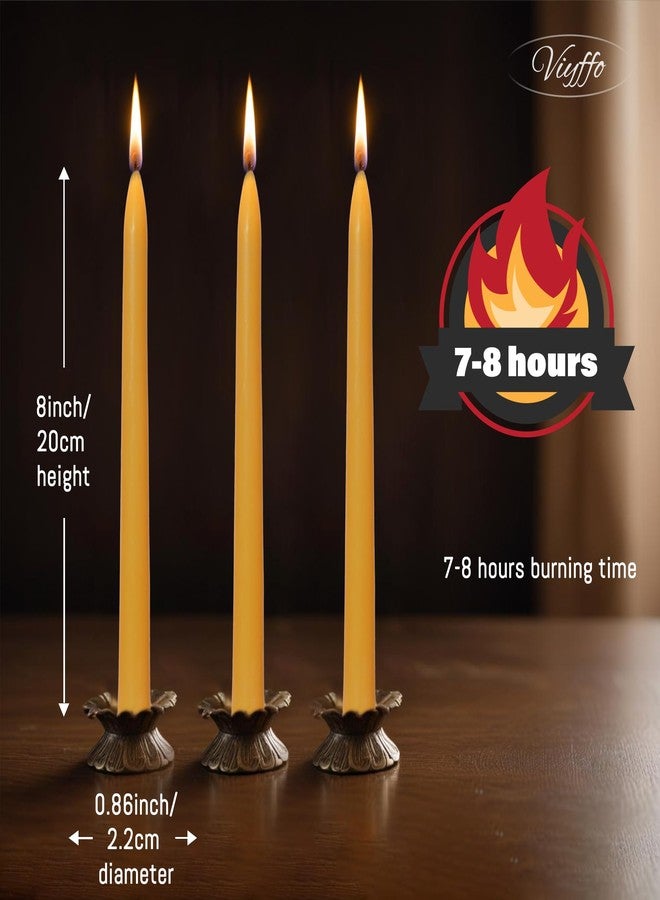 Viyffo 8 Inch Pure Beeswax Taper Candles, 6 Pack Handcrafted Dripless & Smokeless Long Burning Unscented Candles, 8 Hour Burn for Dinner, Wedding, Home, Prayer Decor - Image 4